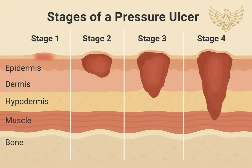 The stages of pressure ulcers