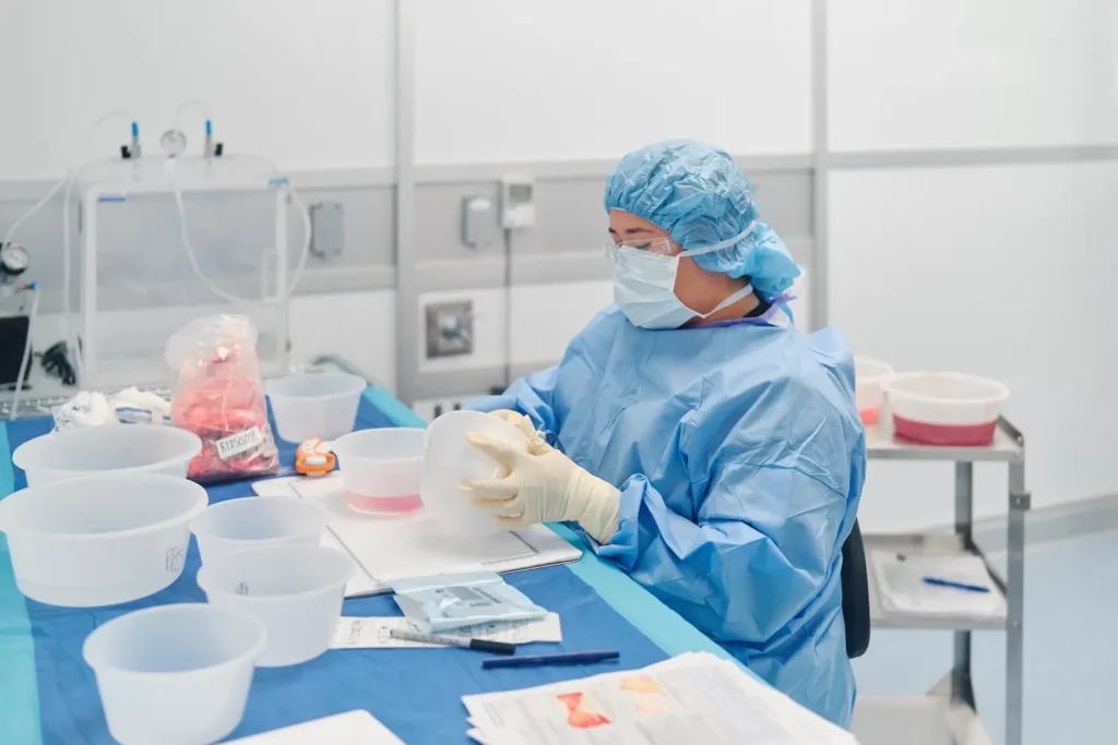 A technician prepares a placenta to be turned into life-saving grafts to battle chronic wounds.